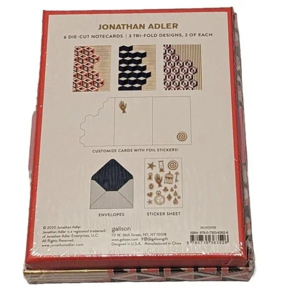 New!‎ Jonathan Adler Versailles Boxed Die-cut 6 Notecard Set Envelopes Stickers - Picture 2 of 7